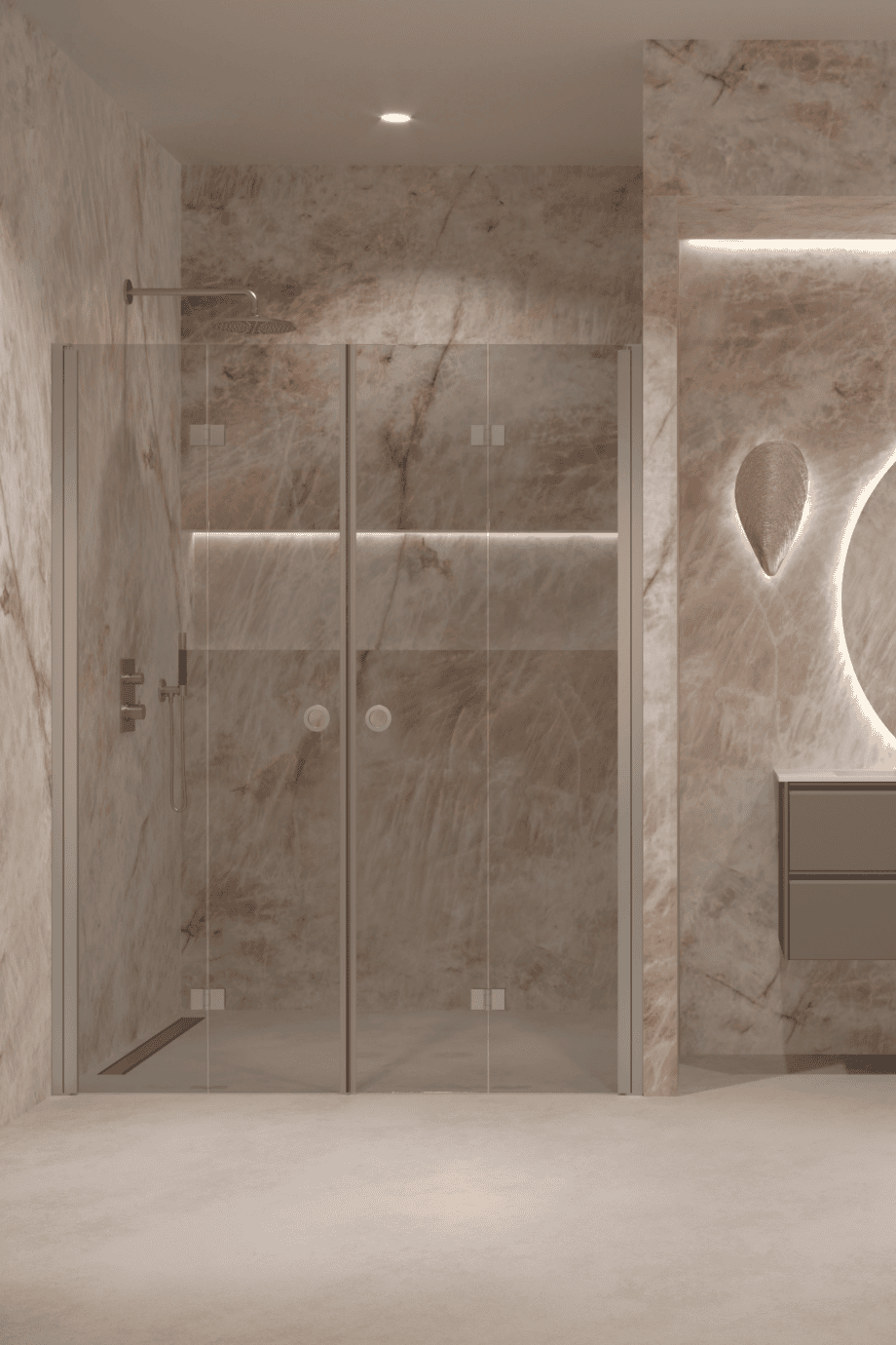 Alcove shower screen Hietakari Forma 325, aluminium frame, grey tinted glass Alcove shower screen Hietakari Forma 325, aluminium frame, grey tinted glass