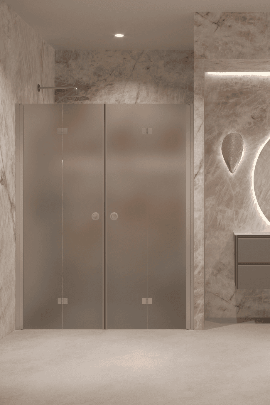 Alcove shower screen Hietakari Forma 325, aluminium frame, grey satin glass Alcove shower screen Hietakari Forma 325, aluminium frame, grey satin glass