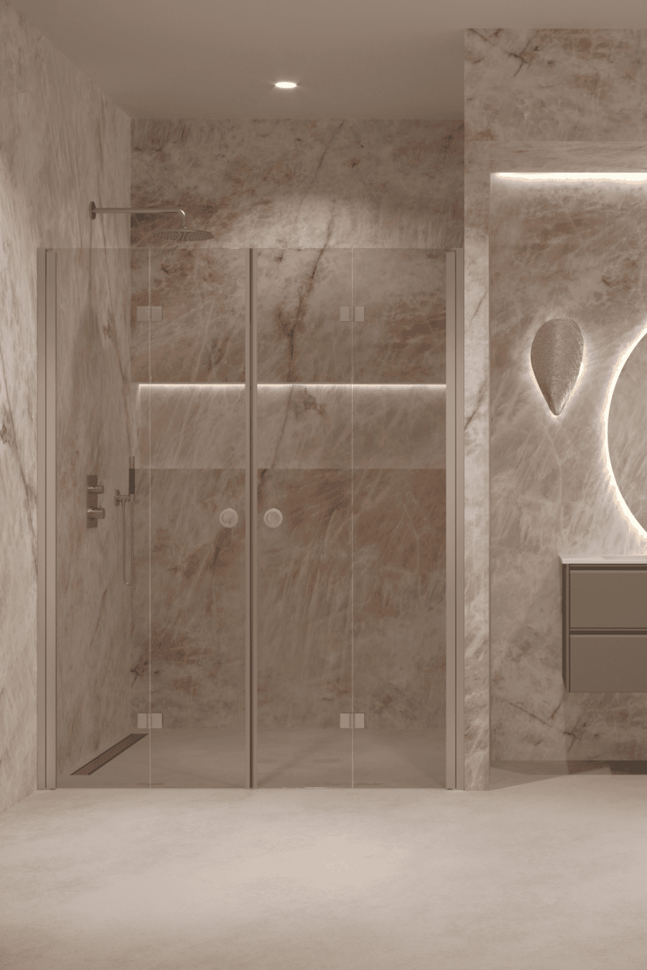 Alcove shower screen Hietakari Forma 325, aluminium frame, bronze tinted glass Alcove shower screen Hietakari Forma 325, aluminium frame, bronze tinted glass