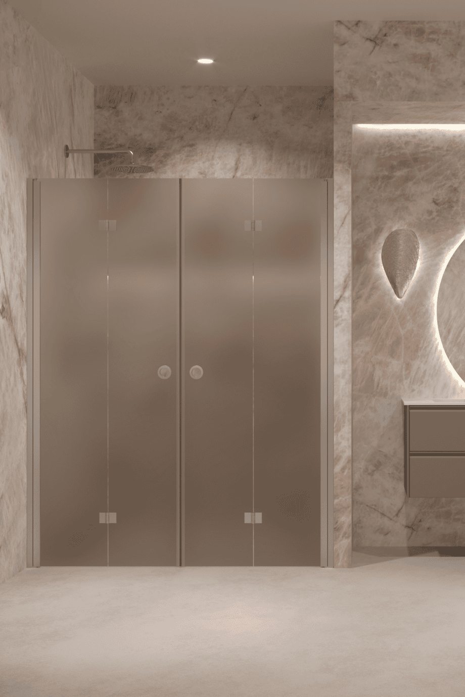 Alcove shower screen Hietakari Forma 325, aluminium frame, brown satin glass Alcove shower screen Hietakari Forma 325, aluminium frame, brown satin glass