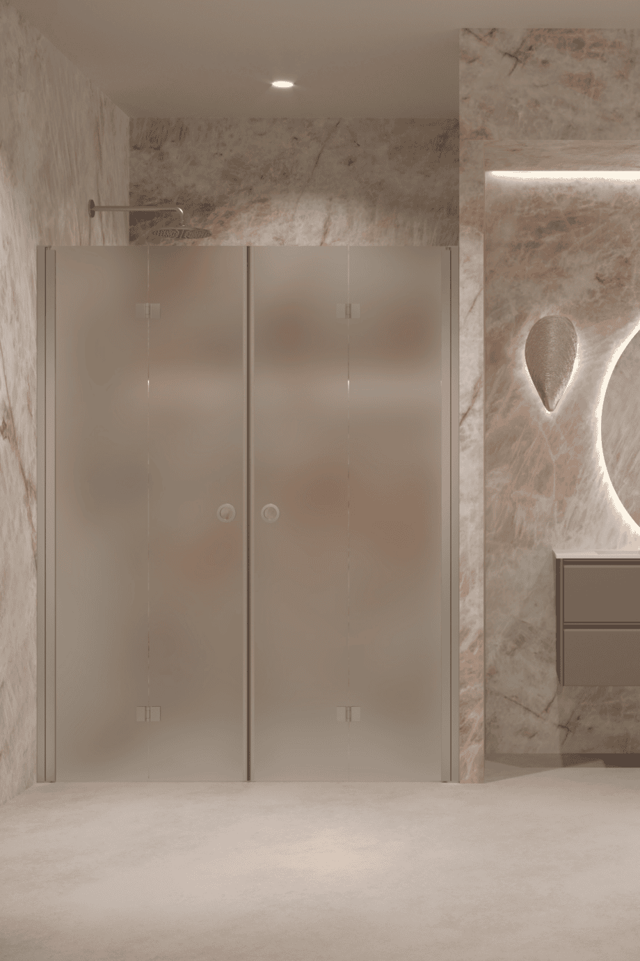 Alcove shower screen Hietakari Forma 325, aluminium frame, satin frosted glass Alcove shower screen Hietakari Forma 325, aluminium frame, satin frosted glass