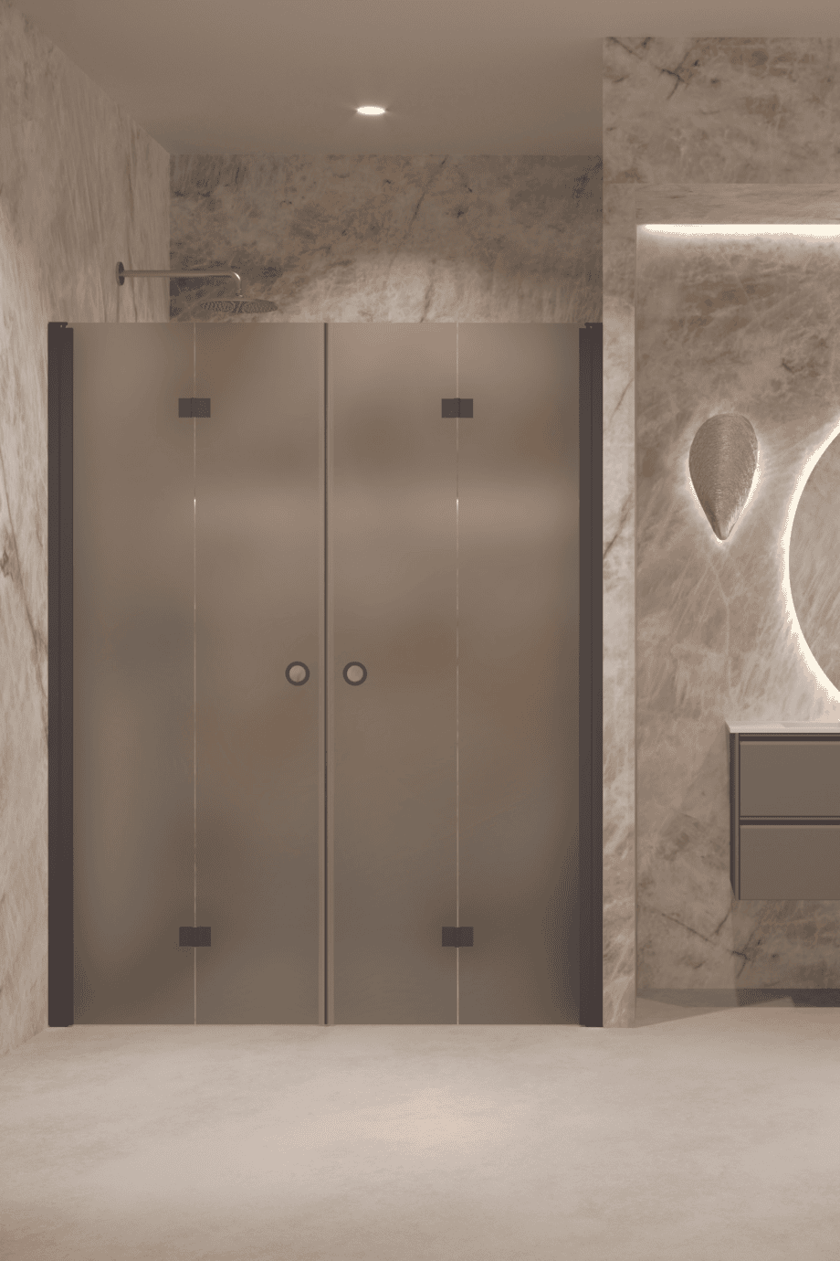 Alcove shower screen Hietakari Forma 325, Cocoa frame, grey satin glass Alcove shower screen Hietakari Forma 325, Cocoa frame, grey satin glass