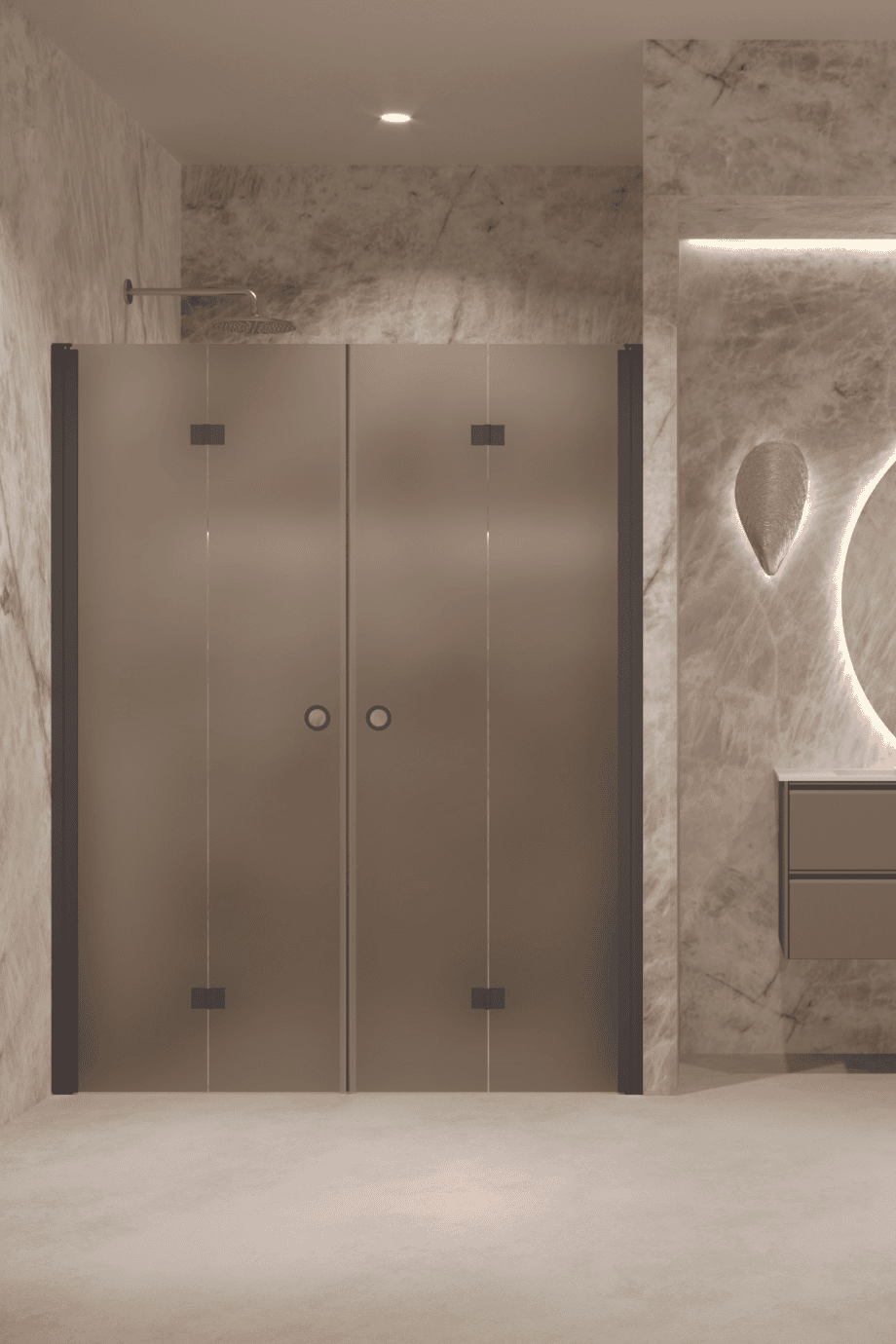Alcove shower screen Hietakari Forma 325, Cocoa frame, brown satin glass Alcove shower screen Hietakari Forma 325, Cocoa frame, brown satin glass