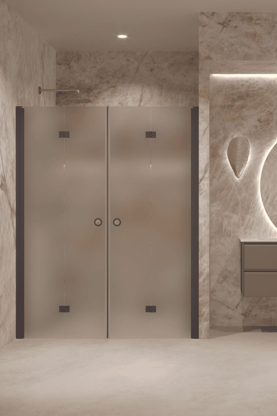 Alcove shower screen Hietakari Forma 325, Cocoa frame, satin frosted glass Alcove shower screen Hietakari Forma 325, Cocoa frame, satin frosted glass