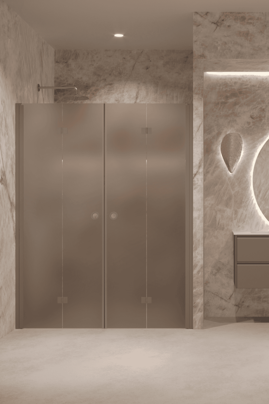 Alcove shower screen Hietakari Forma 325, Mocha frame, brown satin glass Alcove shower screen Hietakari Forma 325, Mocha frame, brown satin glass