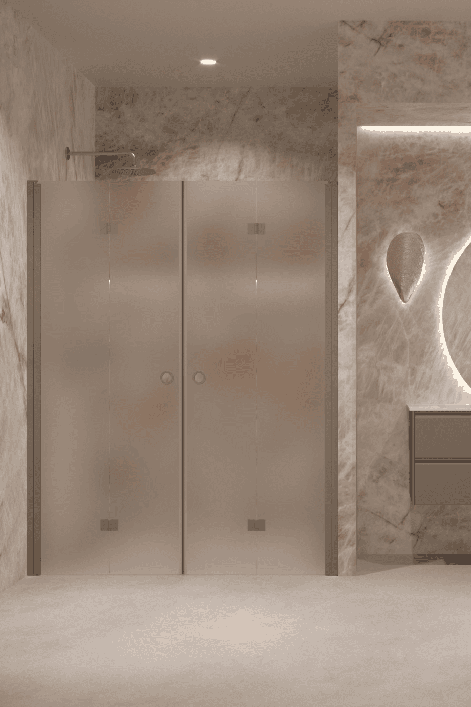 Alcove shower screen Hietakari Forma 325, Mocha frame, super bright satin glass Alcove shower screen Hietakari Forma 325, Mocha frame, super bright satin glass