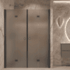 Alcove shower screen Hietakari Forma 325, black frame, grey satin glass Alcove shower screen Hietakari Forma 325, black frame, grey satin glass