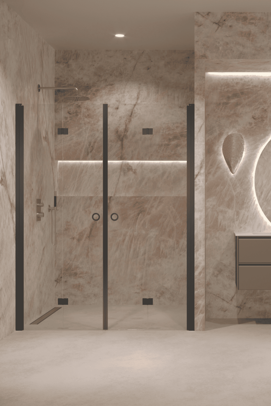 Alcove shower screen Hietakari Forma 325, folding door + folding door – view 6 Alcove shower screen Hietakari Forma 325, folding door + folding door – 6