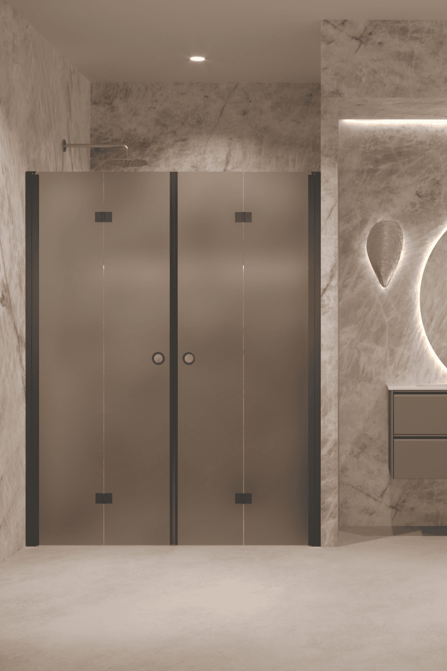 Alcove shower screen Hietakari Forma 325, black frame, brown satin glass Alcove shower screen Hietakari Forma 325, black frame, brown satin glass
