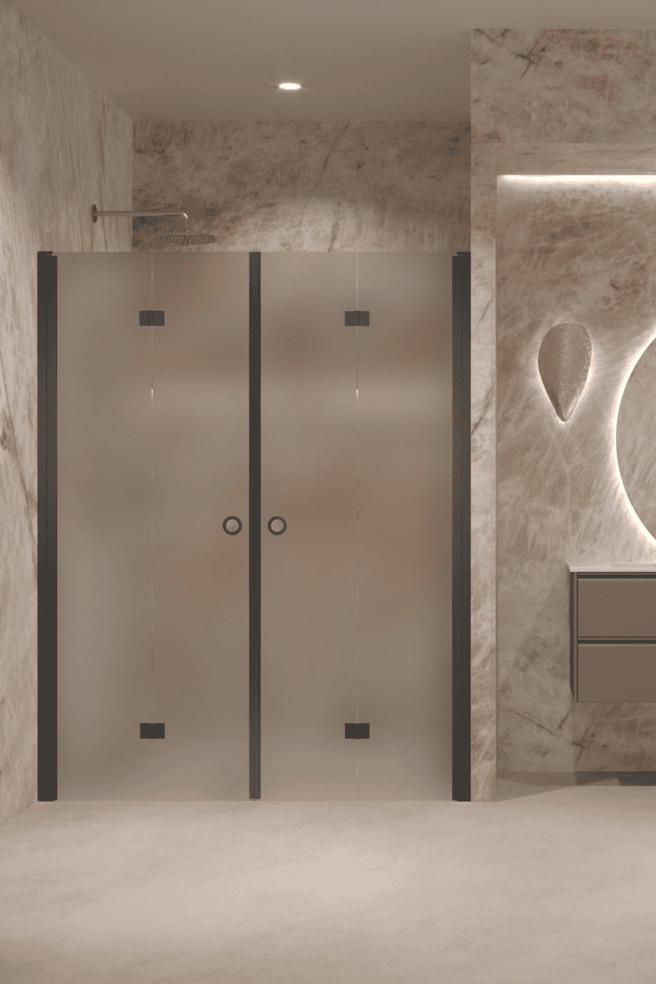 Alcove shower screen Hietakari Forma 325, black frame, satin frosted glass Alcove shower screen Hietakari Forma 325, black frame, satin frosted glass