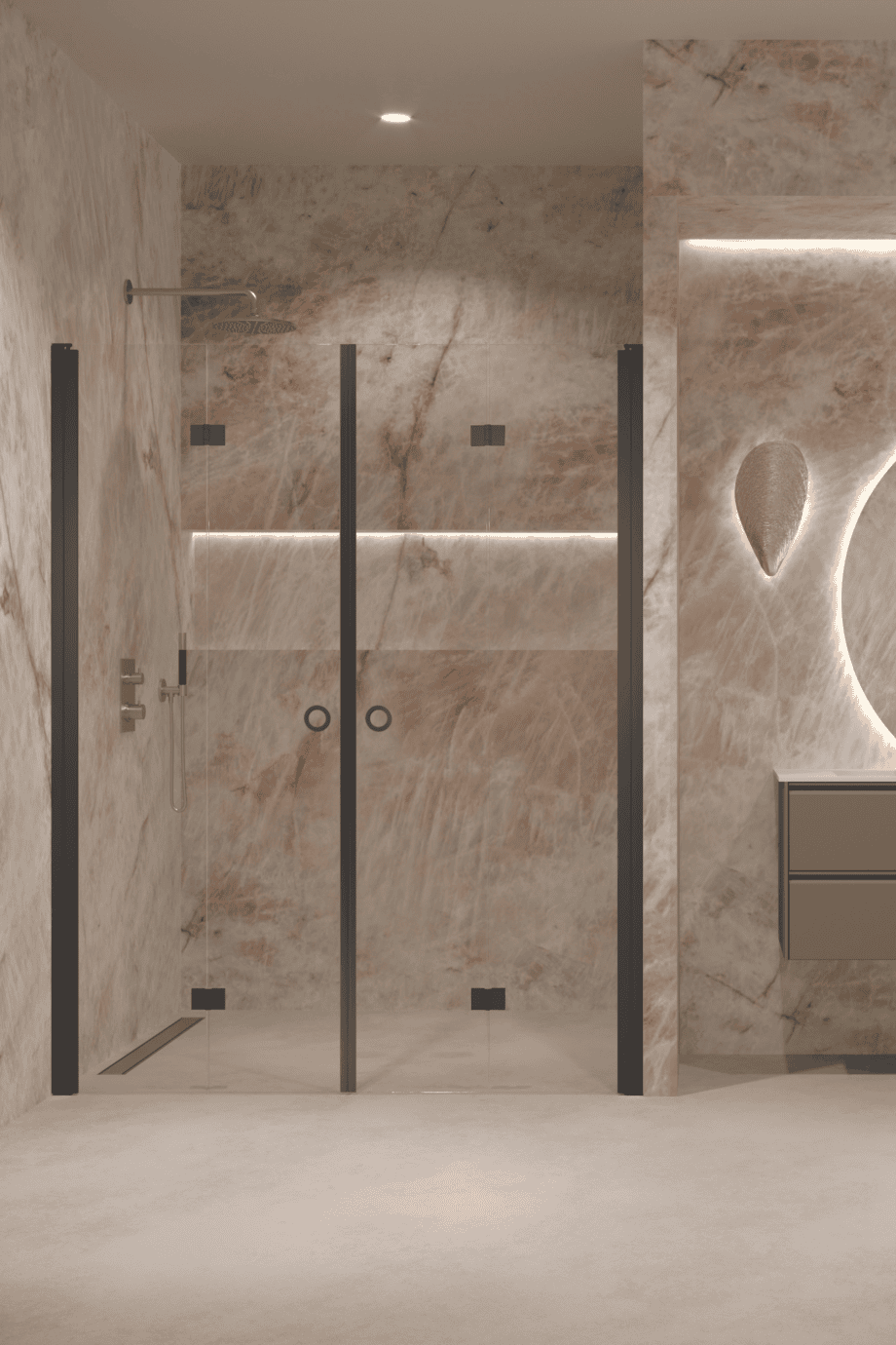 Alcove shower screen Hietakari Forma 325, black frame, super bright glass Alcove shower screen Hietakari Forma 325, black frame, super bright glass