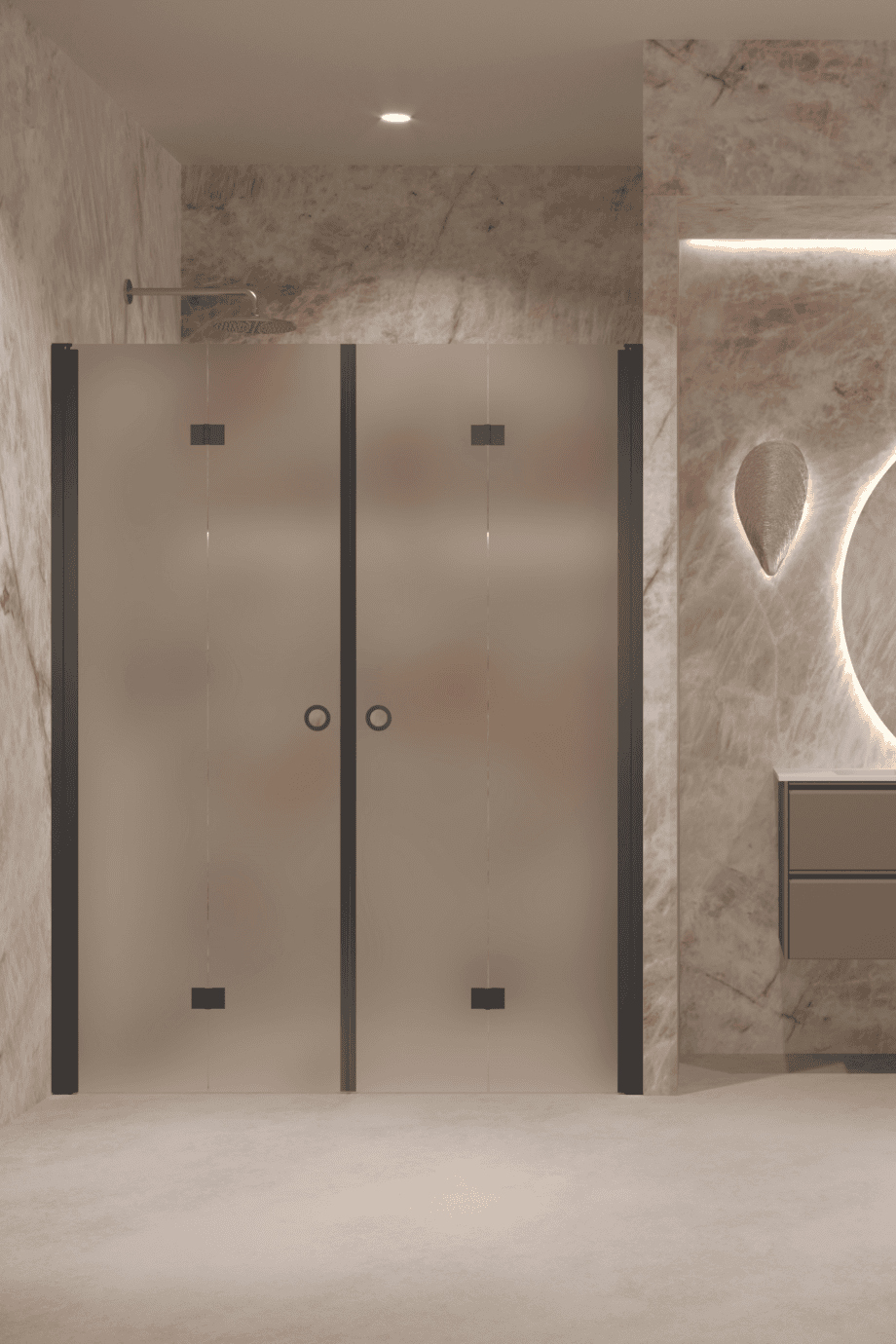 Alcove shower screen Hietakari Forma 325, black frame, super bright satin glass Alcove shower screen Hietakari Forma 325, black frame, super bright satin glass