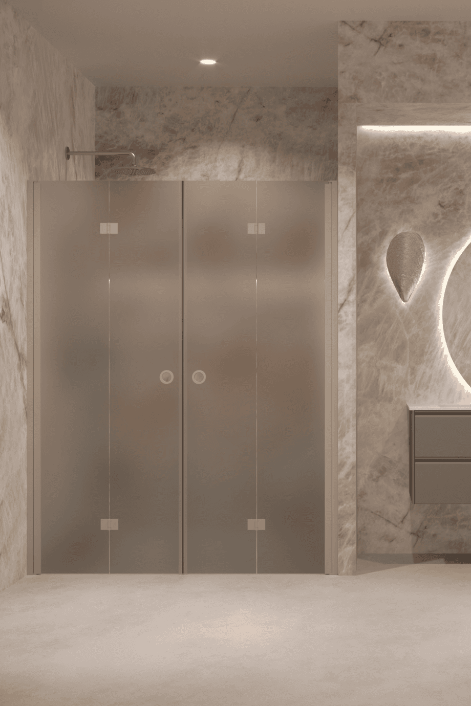 Alcove shower screen Hietakari Forma 325, Sand frame, grey satin glass Alcove shower screen Hietakari Forma 325, Sand frame, grey satin glass