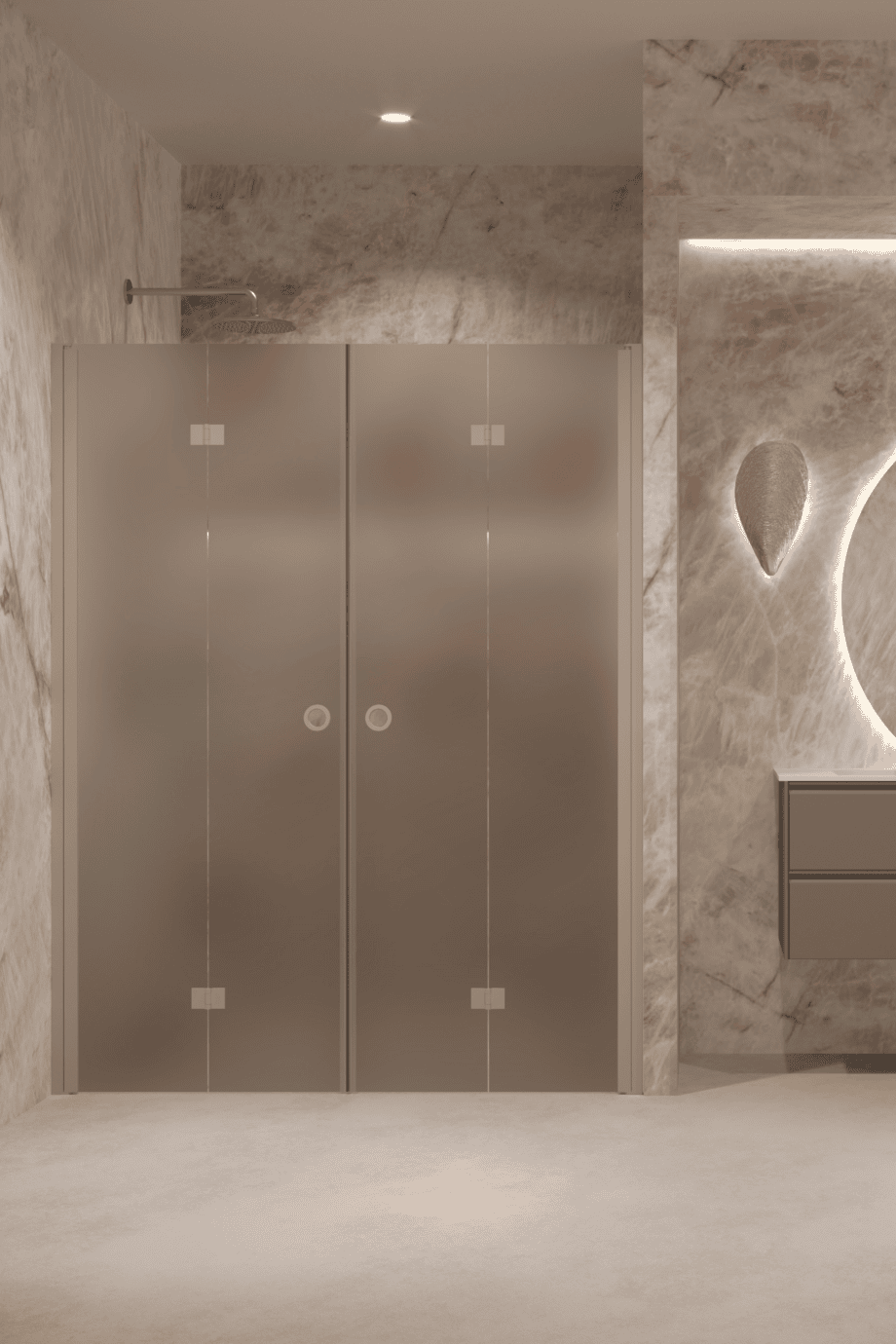 Alcove shower screen Hietakari Forma 325, Sand frame, brown satin glass Alcove shower screen Hietakari Forma 325, Sand frame, brown satin glass