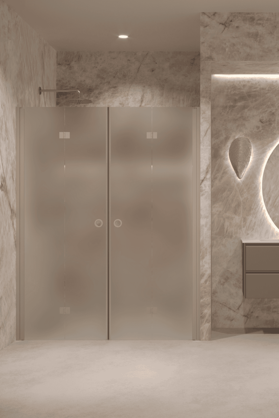 Alcove shower screen Hietakari Forma 325, Sand frame, satin frosted glass Alcove shower screen Hietakari Forma 325, Sand frame, satin frosted glass