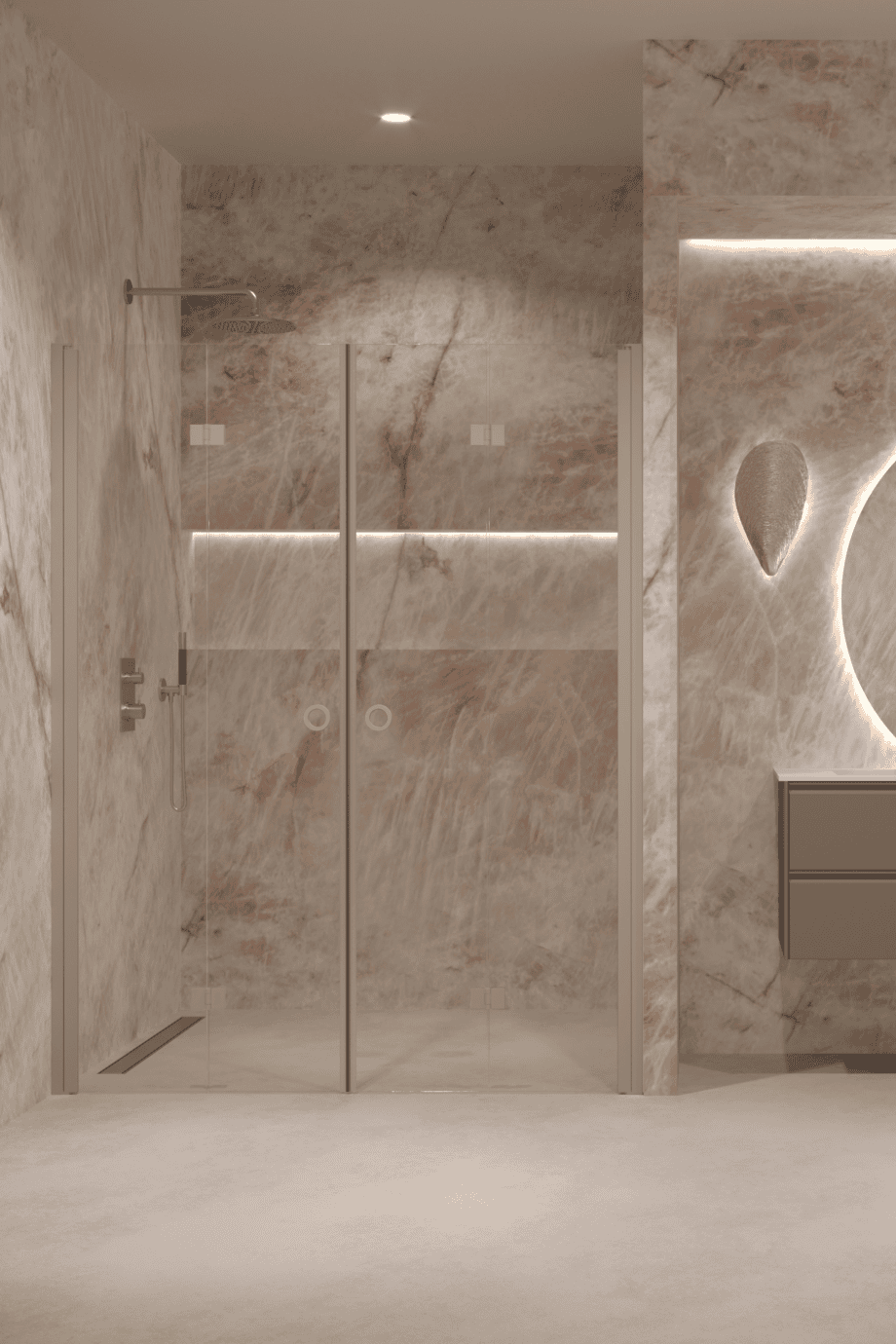 Alcove shower screen Hietakari Forma 325, Sand frame, super bright glass Alcove shower screen Hietakari Forma 325, Sand frame, super bright glass