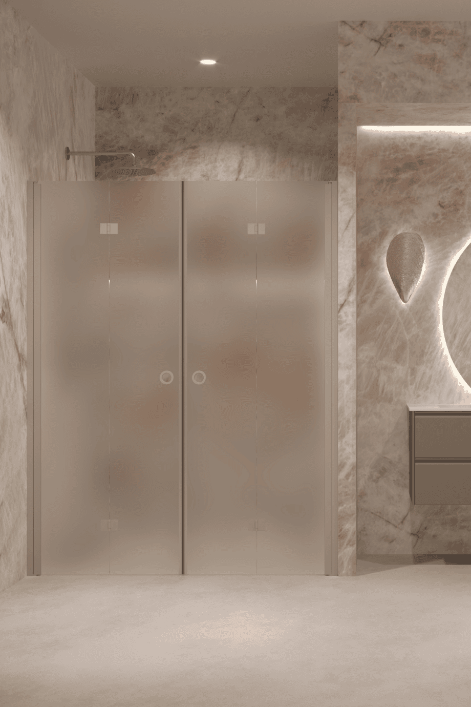 Alcove shower screen Hietakari Forma 325, Sand frame, super bright satin glass Alcove shower screen Hietakari Forma 325, Sand frame, super bright satin glass