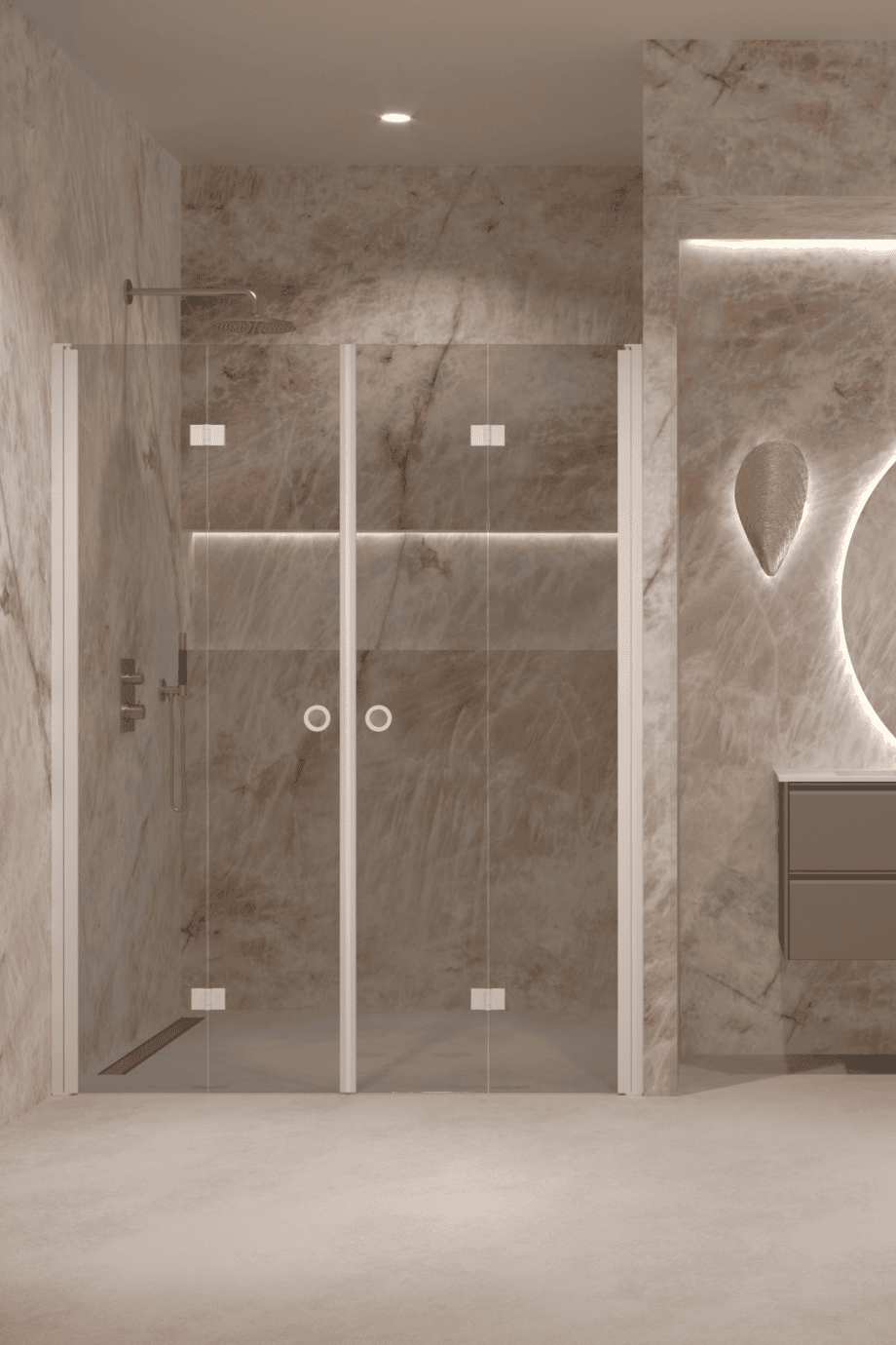Alcove shower screen Hietakari Forma 325, white frame, grey tinted glass Alcove shower screen Hietakari Forma 325, white frame, grey tinted glass