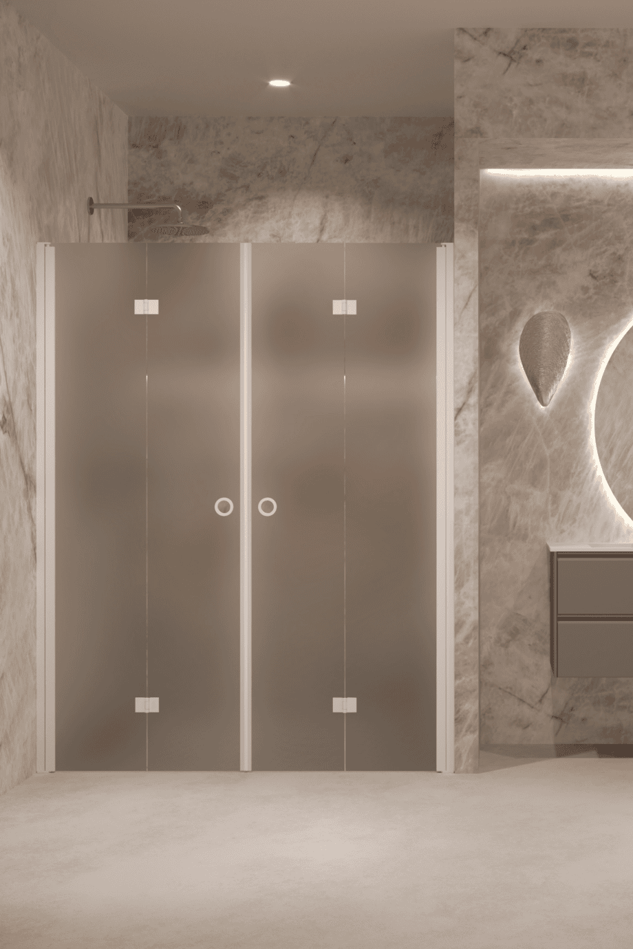Alcove shower screen Hietakari Forma 325, white frame, grey satin glass Alcove shower screen Hietakari Forma 325, white frame, grey satin glass