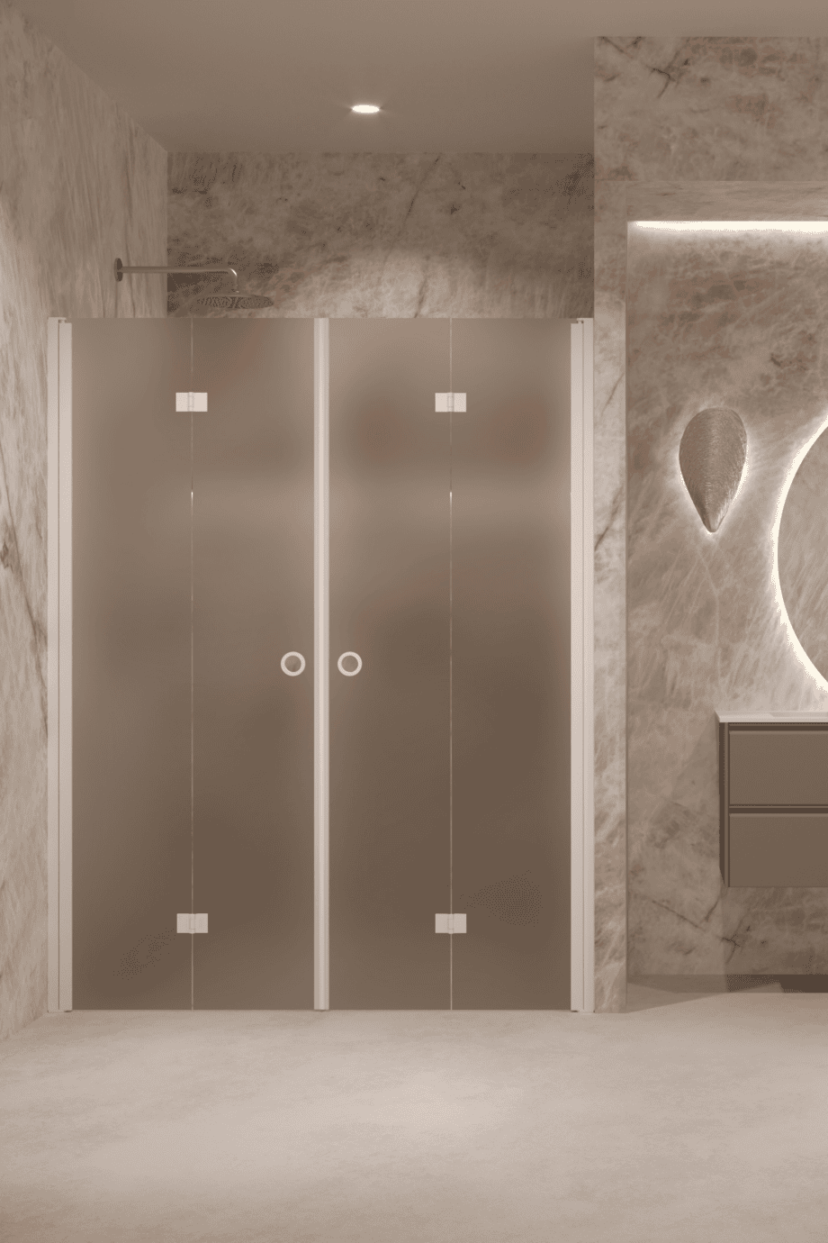 Alcove shower screen Hietakari Forma 325, white frame, brown satin glass Alcove shower screen Hietakari Forma 325, white frame, brown satin glass