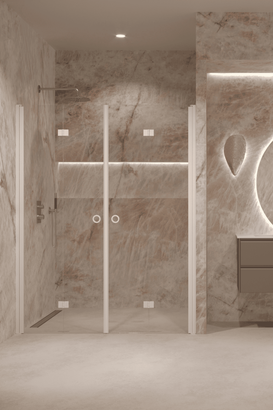 Alcove shower screen Hietakari Forma 325, white frame, super bright glass Alcove shower screen Hietakari Forma 325, white frame, super bright glass