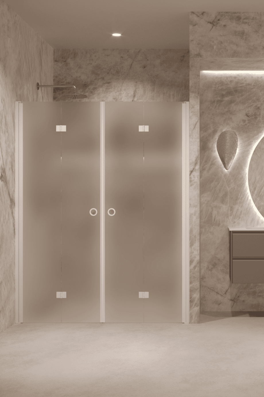 Alcove shower screen Hietakari Forma 325, white frame, super bright satin glass Alcove shower screen Hietakari Forma 325, white frame, super bright satin glass