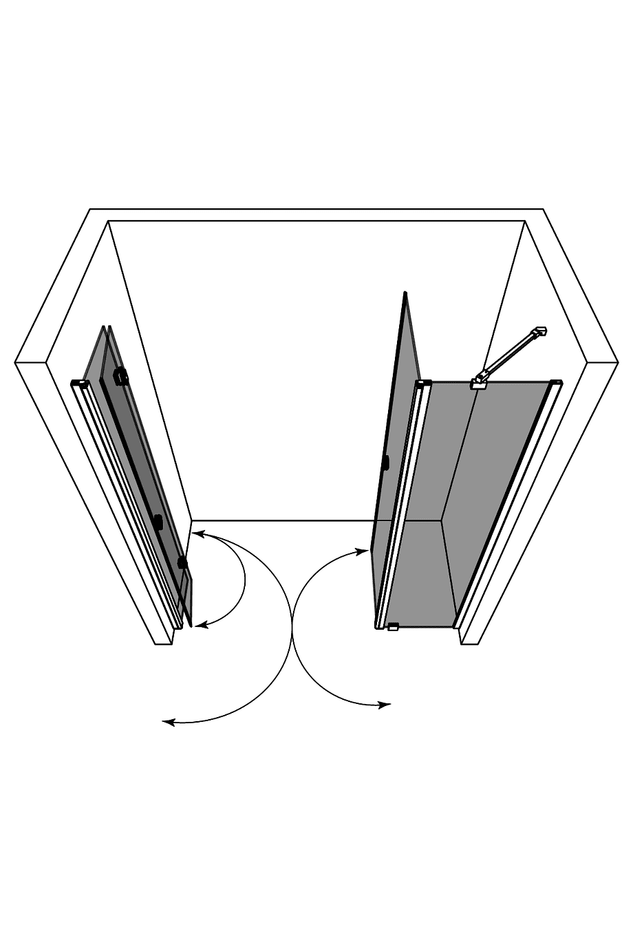Alcove shower screen Hietakari Forma 326, folding door + hinged door with fixed part – 4