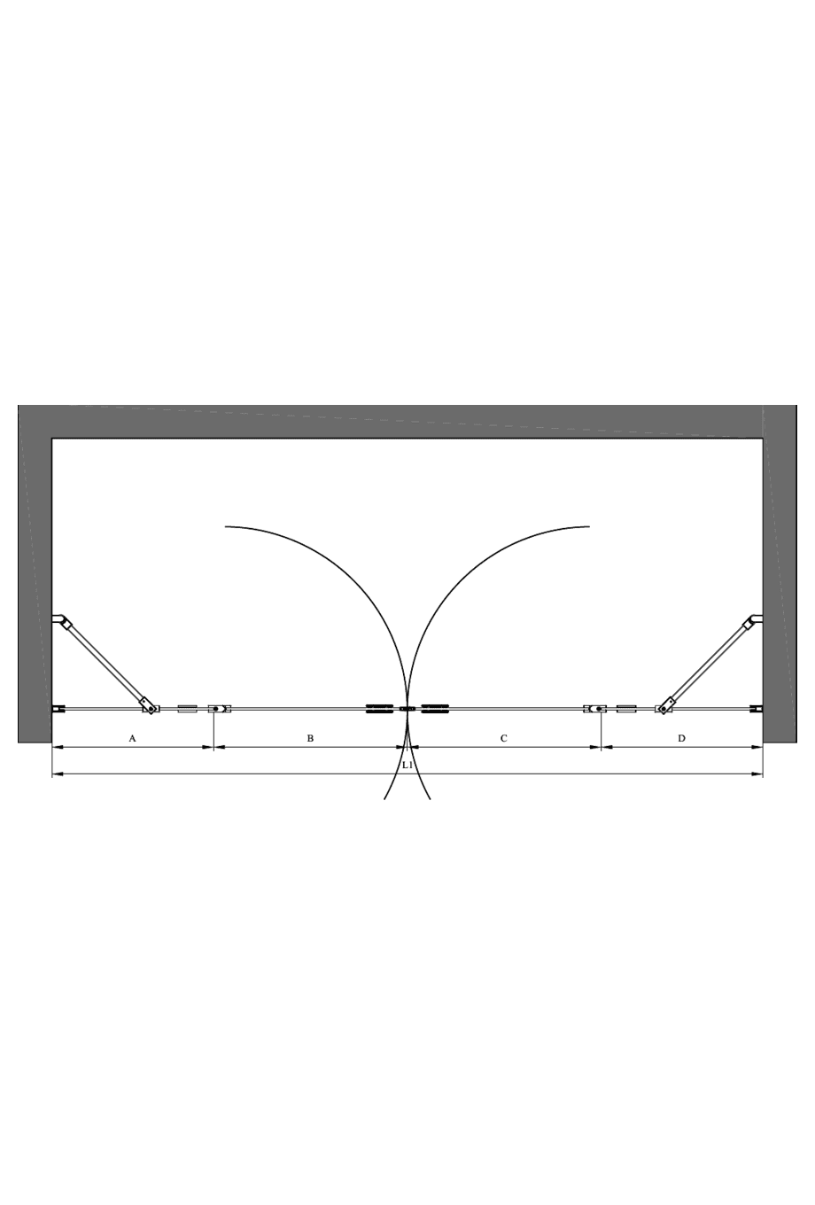 Alcove shower screen Hietakari Forma 328 – dimension drawing Alcove shower screen Hietakari Forma 328 – dimension drawing