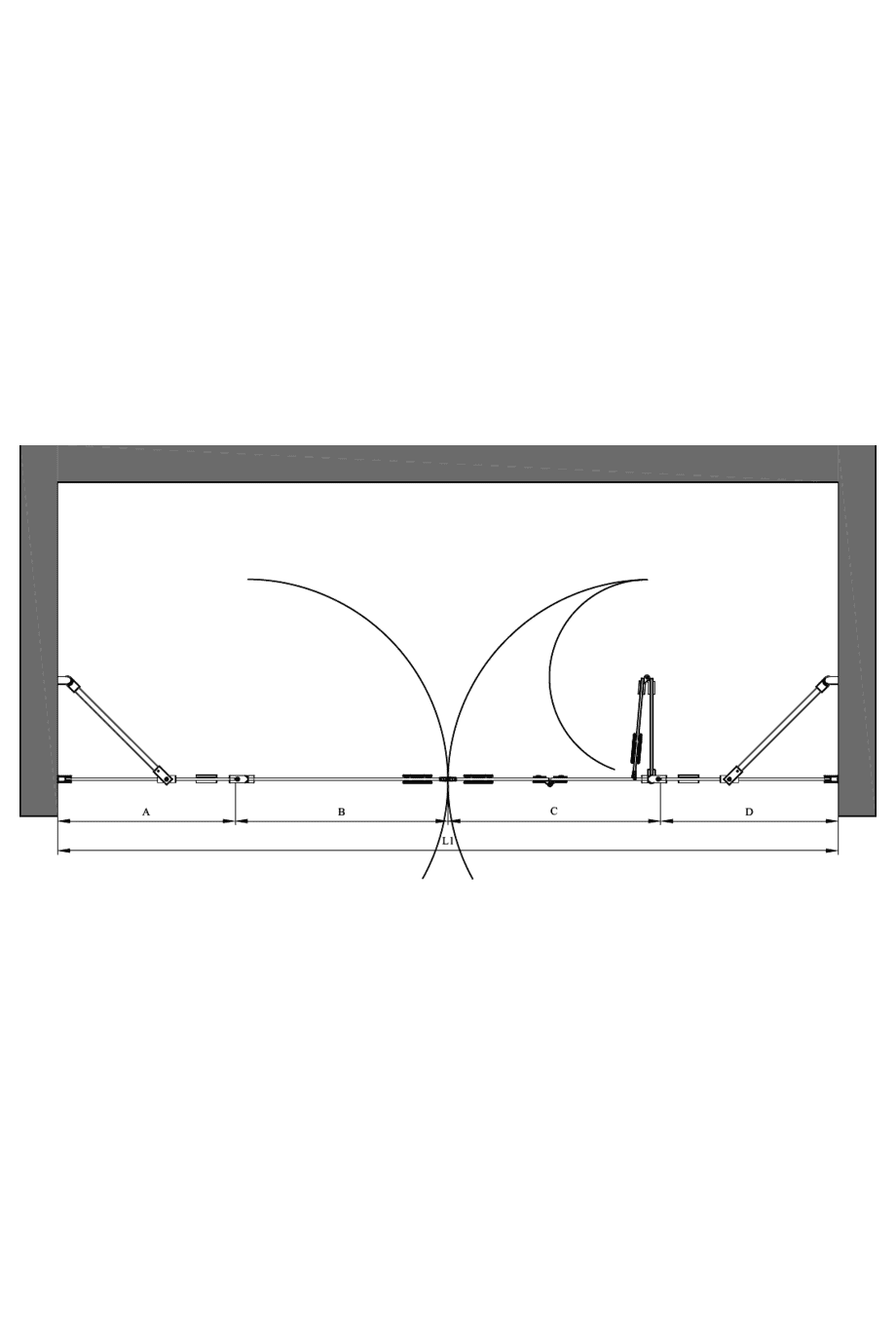 Alcove shower screen Hietakari Forma 329, hinged door with fixed part + folding door with fixed part – 2