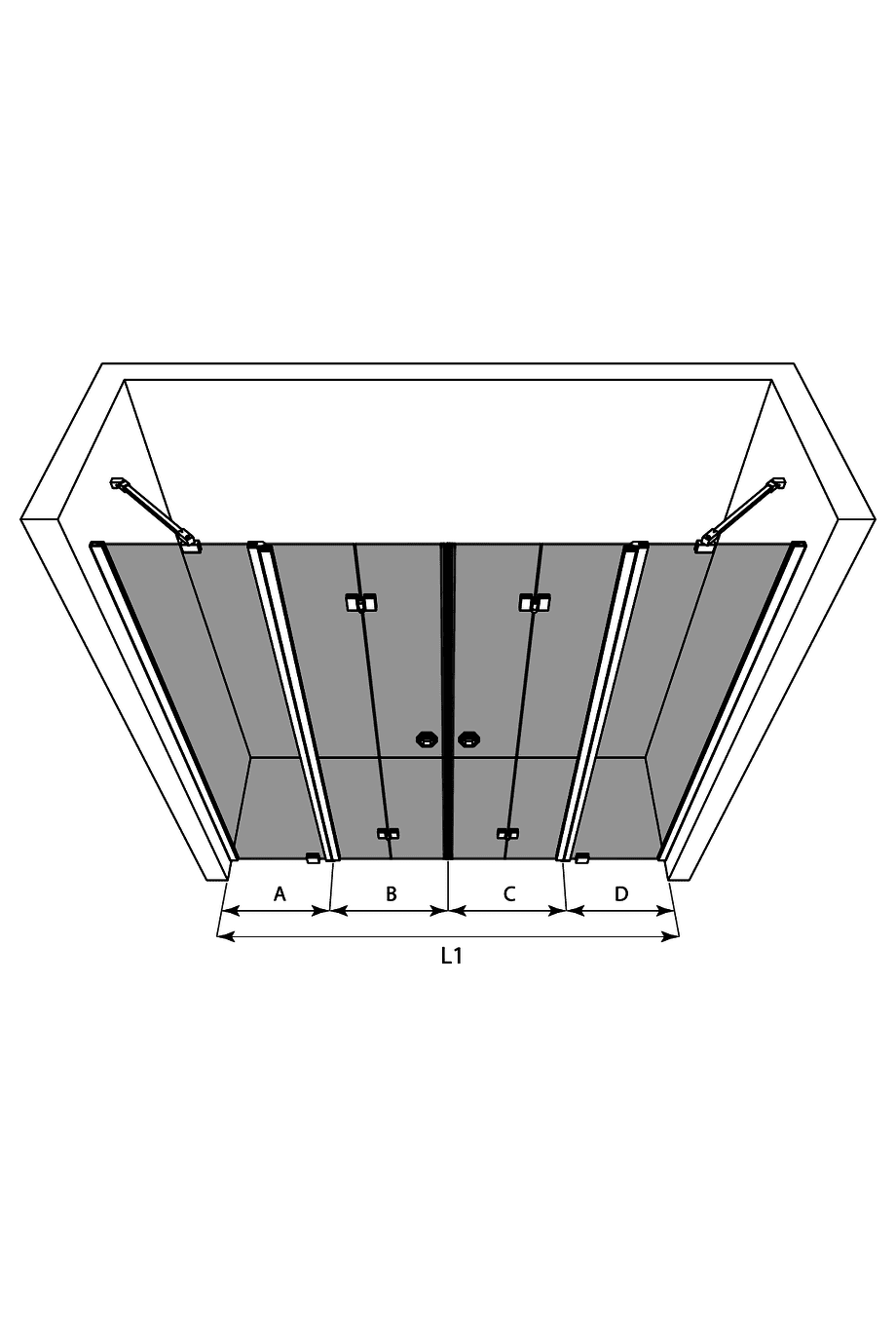 Alcove shower screen Hietakari Forma 330, folding door with fixed part + folding door with fixed part – 3