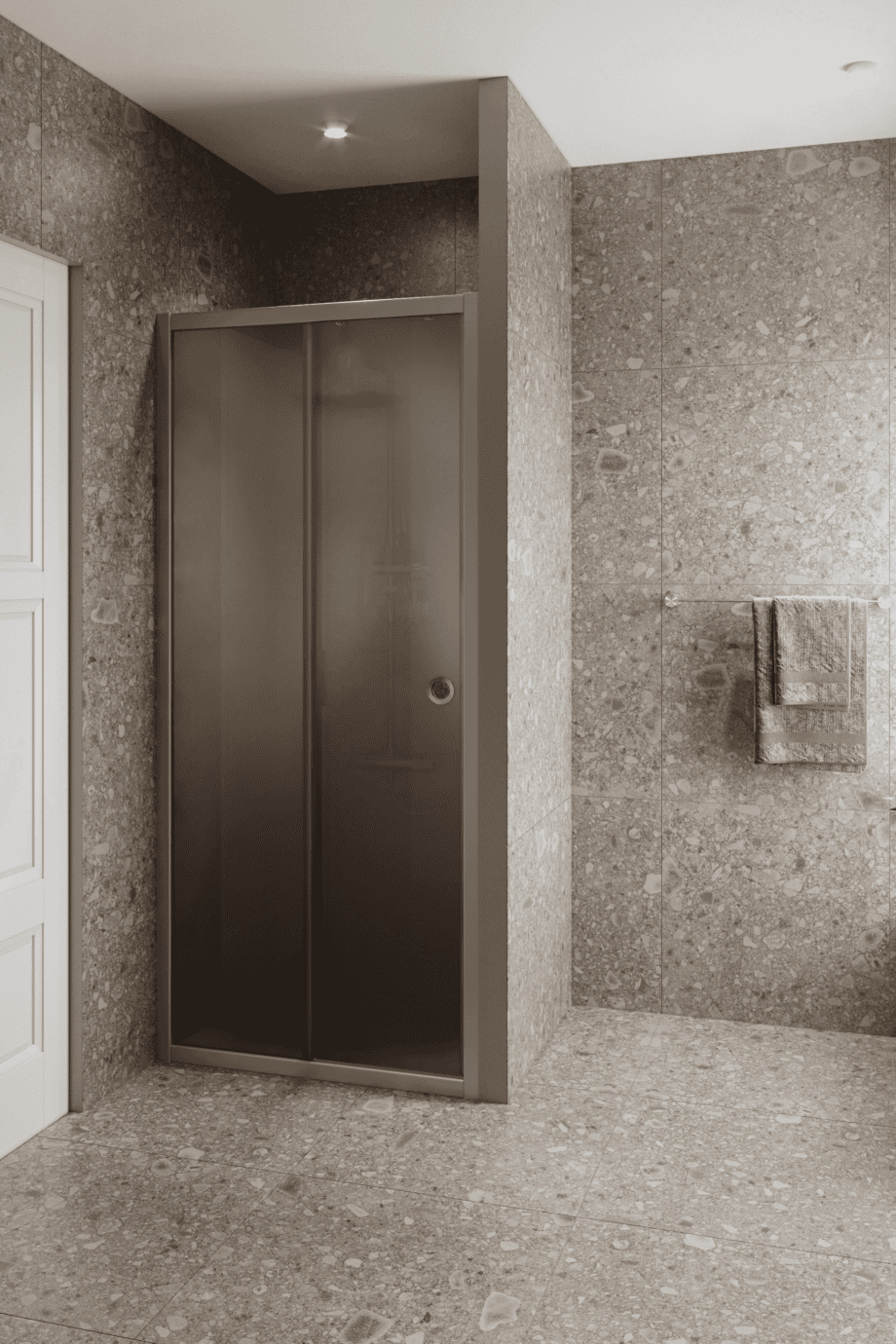 Alcove shower screen Hietakari Forma 462, aluminium frame, brown satin glass Alcove shower screen Hietakari Forma 462, aluminium frame, brown satin glass