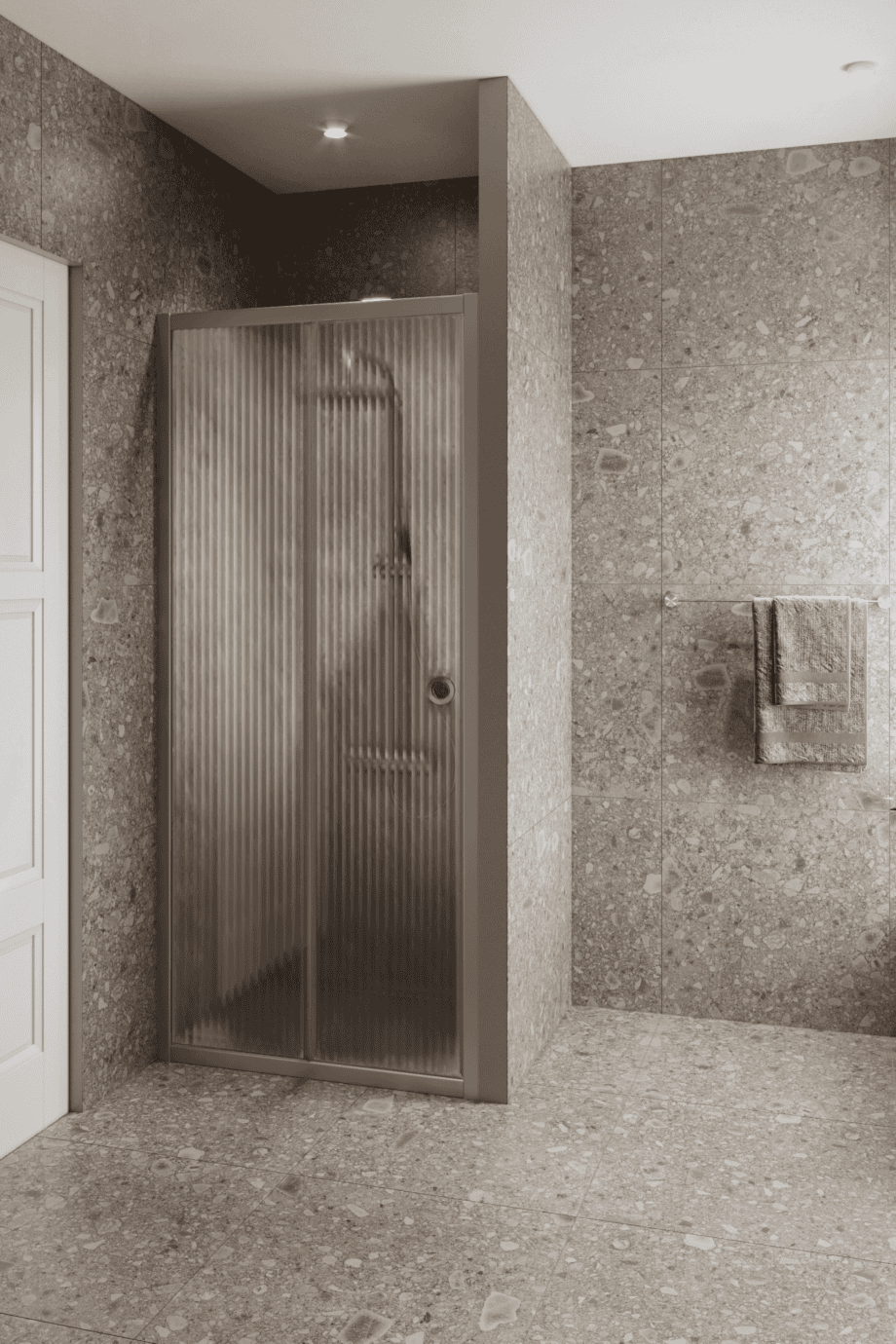 Alcove shower screen Hietakari Forma 462, aluminium frame, reeded glass Alcove shower screen Hietakari Forma 462, aluminium frame, reeded glass