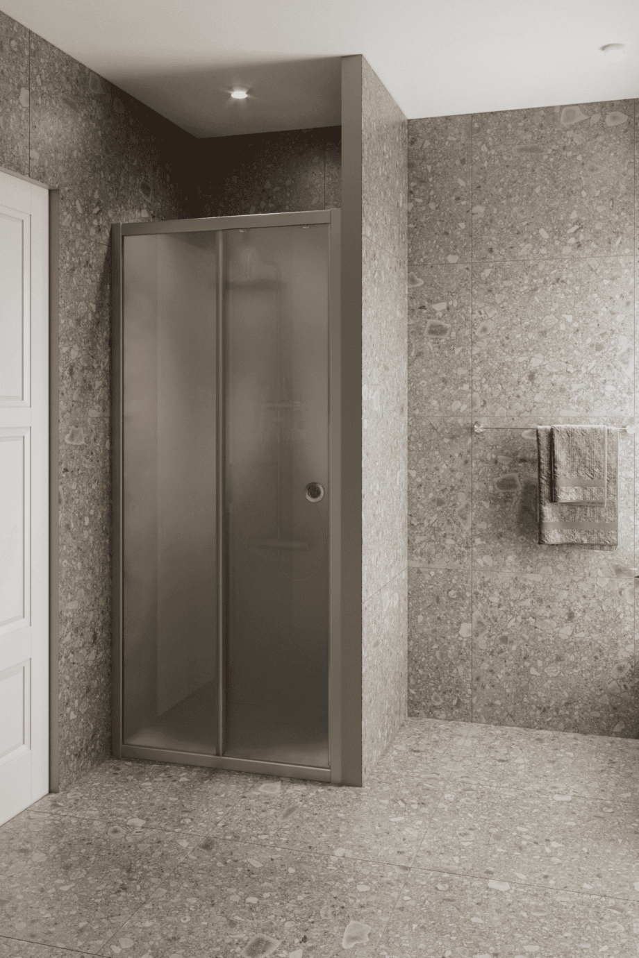 Alcove shower screen Hietakari Forma 462, aluminium frame, satin frosted glass Alcove shower screen Hietakari Forma 462, aluminium frame, satin frosted glass
