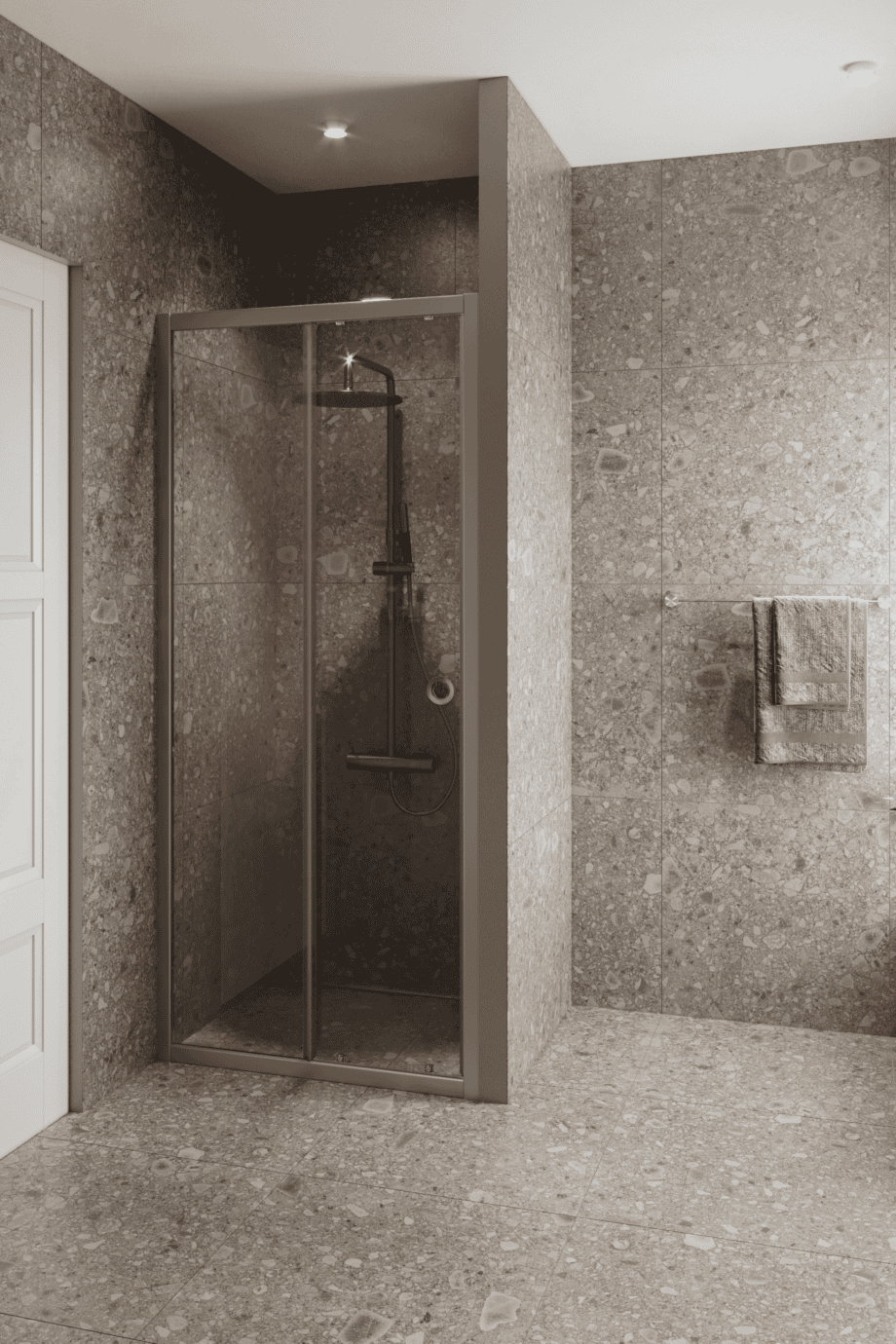 Alcove shower screen Hietakari Forma 462, aluminium frame, super bright glass Alcove shower screen Hietakari Forma 462, aluminium frame, super bright glass