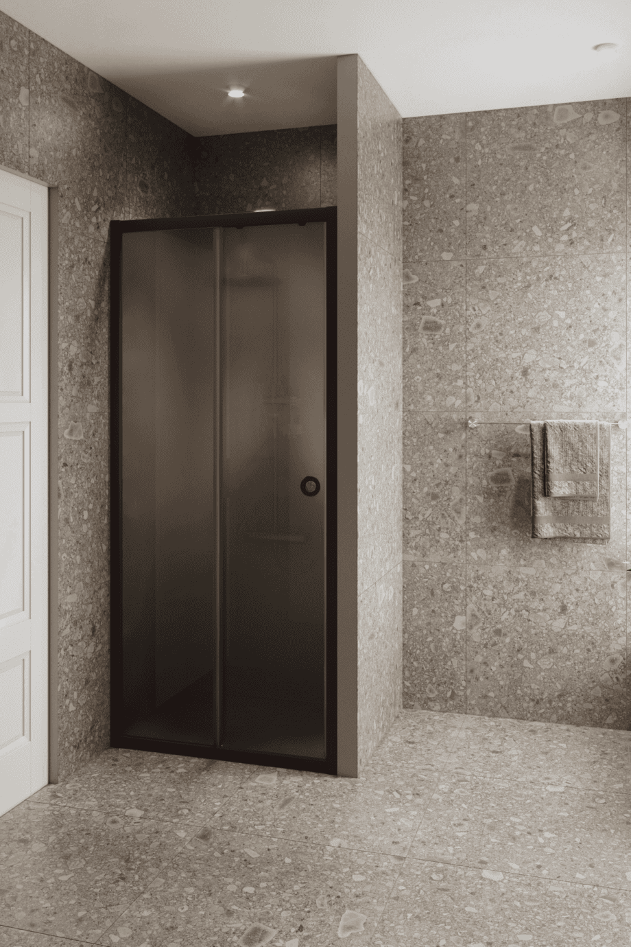Alcove shower screen Hietakari Forma 462, Cocoa frame, grey satin glass Alcove shower screen Hietakari Forma 462, Cocoa frame, grey satin glass