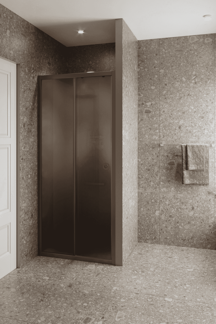 Alcove shower screen Hietakari Forma 462, Mocha frame, brown satin glass Alcove shower screen Hietakari Forma 462, Mocha frame, brown satin glass