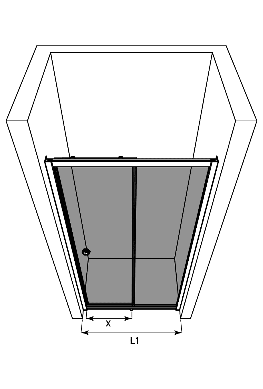 Alcove shower screen Hietakari Forma 462, fixed wall + sliding door – 2