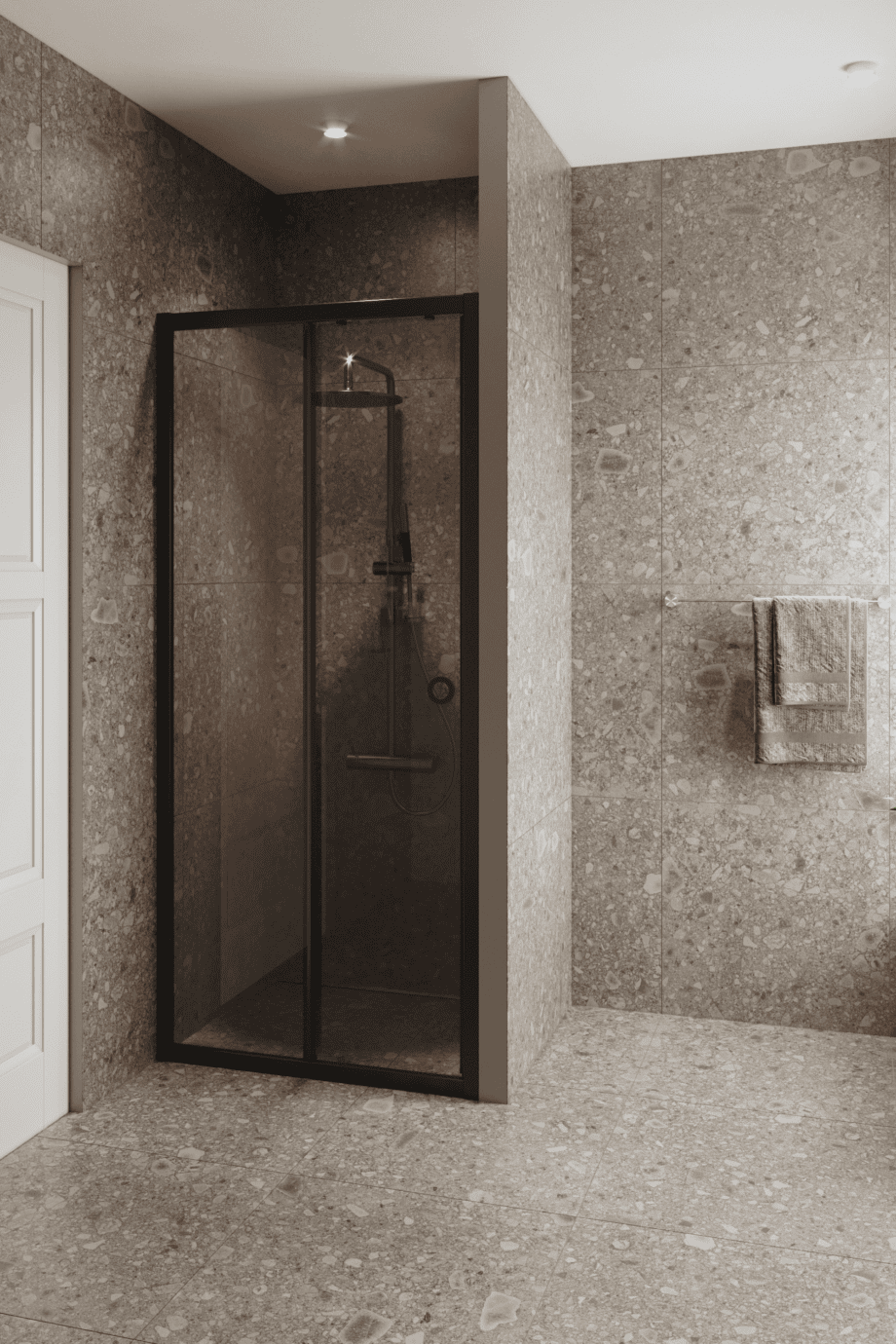 Alcove shower screen Hietakari Forma 462, black frame, bronze tinted glass Alcove shower screen Hietakari Forma 462, black frame, bronze tinted glass