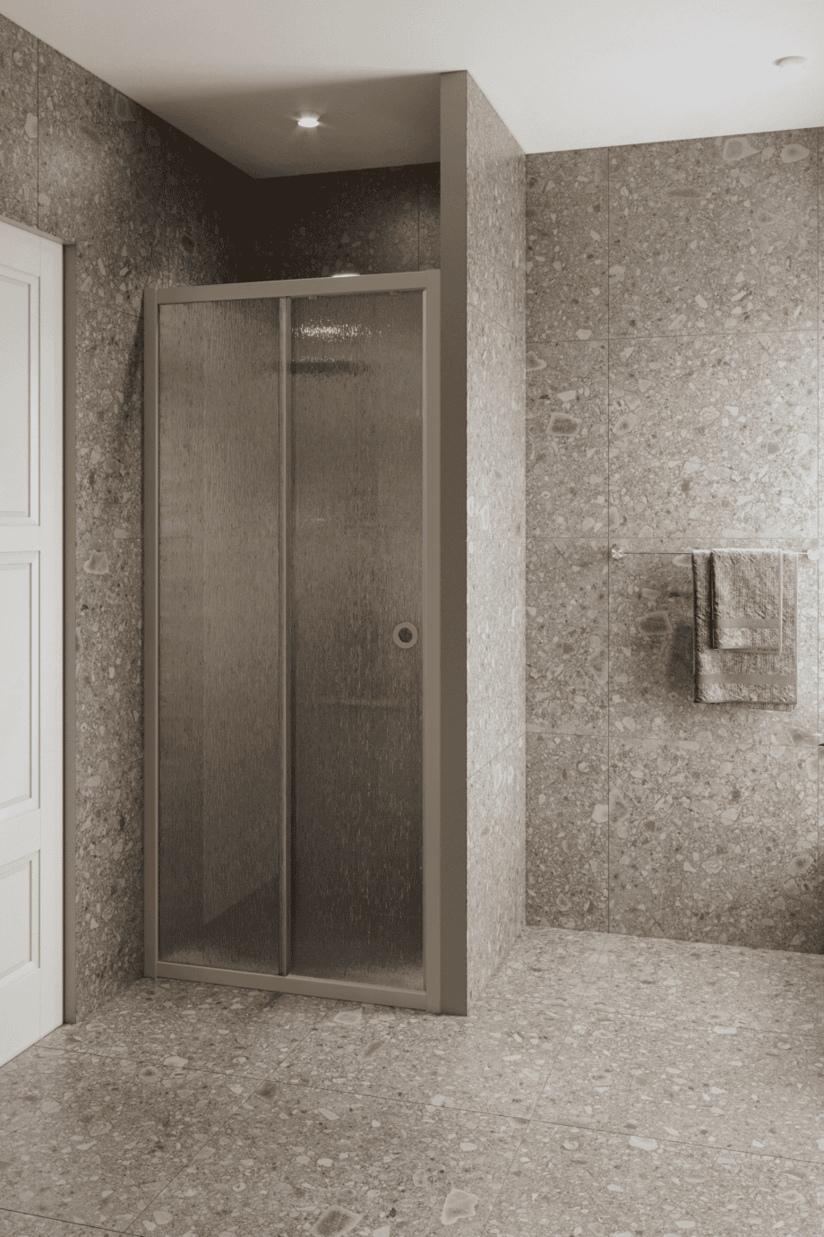 Alcove shower screen Hietakari Forma 462, Sand frame, Chinchilla patterned glass Alcove shower screen Hietakari Forma 462, Sand frame, Chinchilla patterned glass