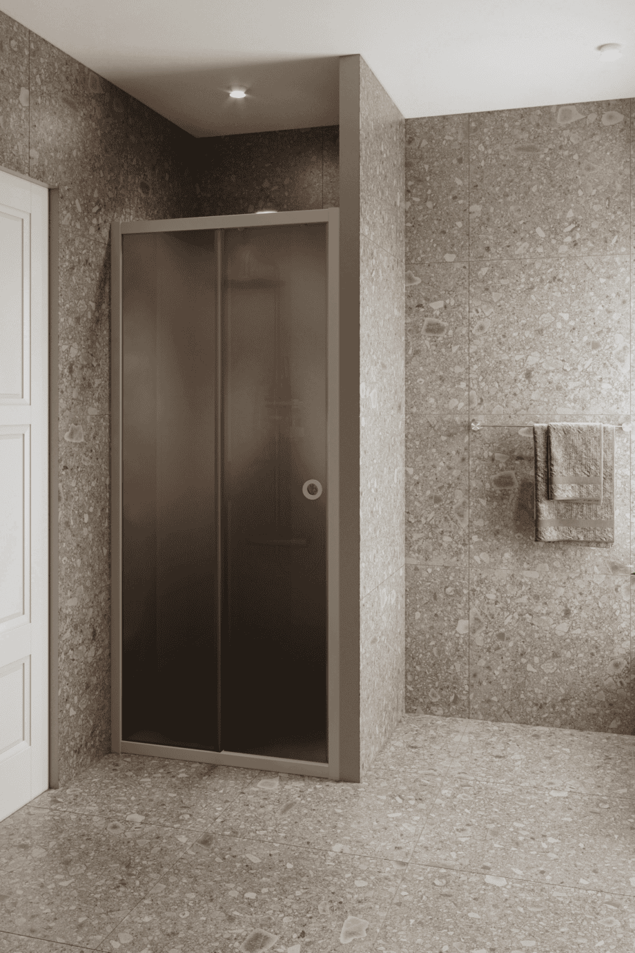 Alcove shower screen Hietakari Forma 462, Sand frame, brown satin glass Alcove shower screen Hietakari Forma 462, Sand frame, brown satin glass