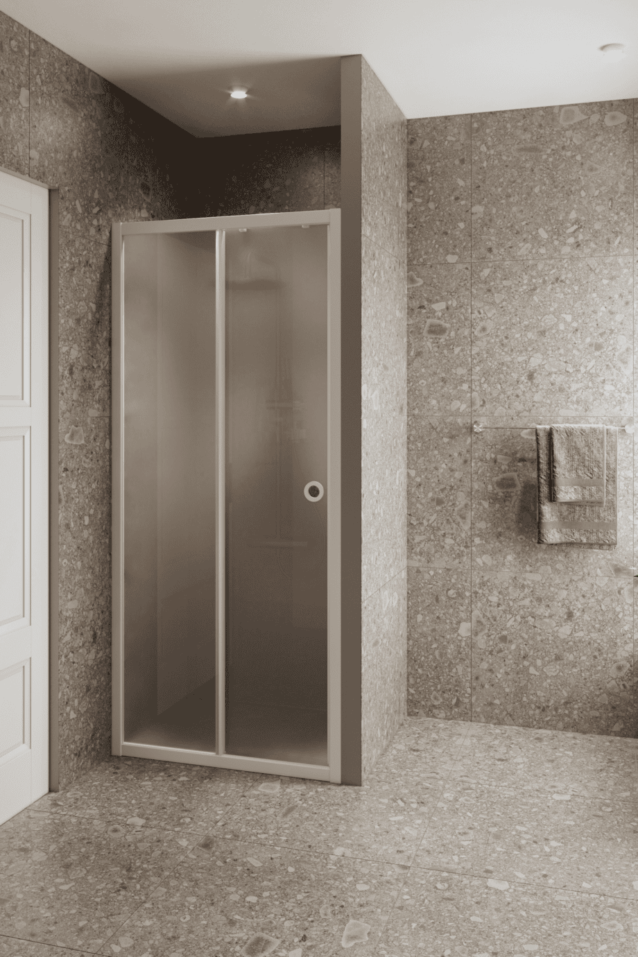 Alcove shower screen Hietakari Forma 462, white frame, super bright satin glass Alcove shower screen Hietakari Forma 462, white frame, super bright satin glass
