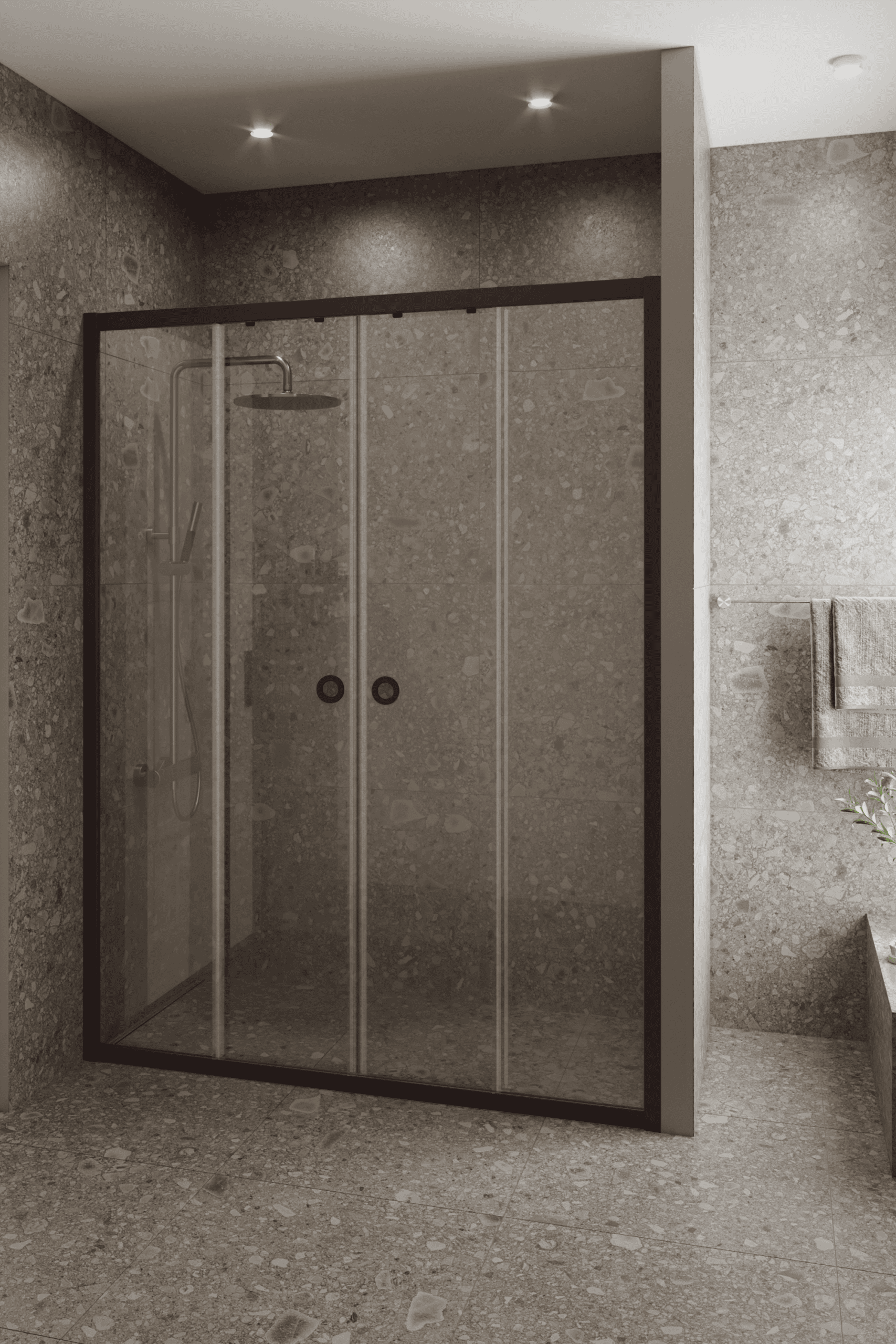 Alcove shower screen Hietakari Forma 464, fixed wall + fixed wall + sliding door + sliding door – 8
