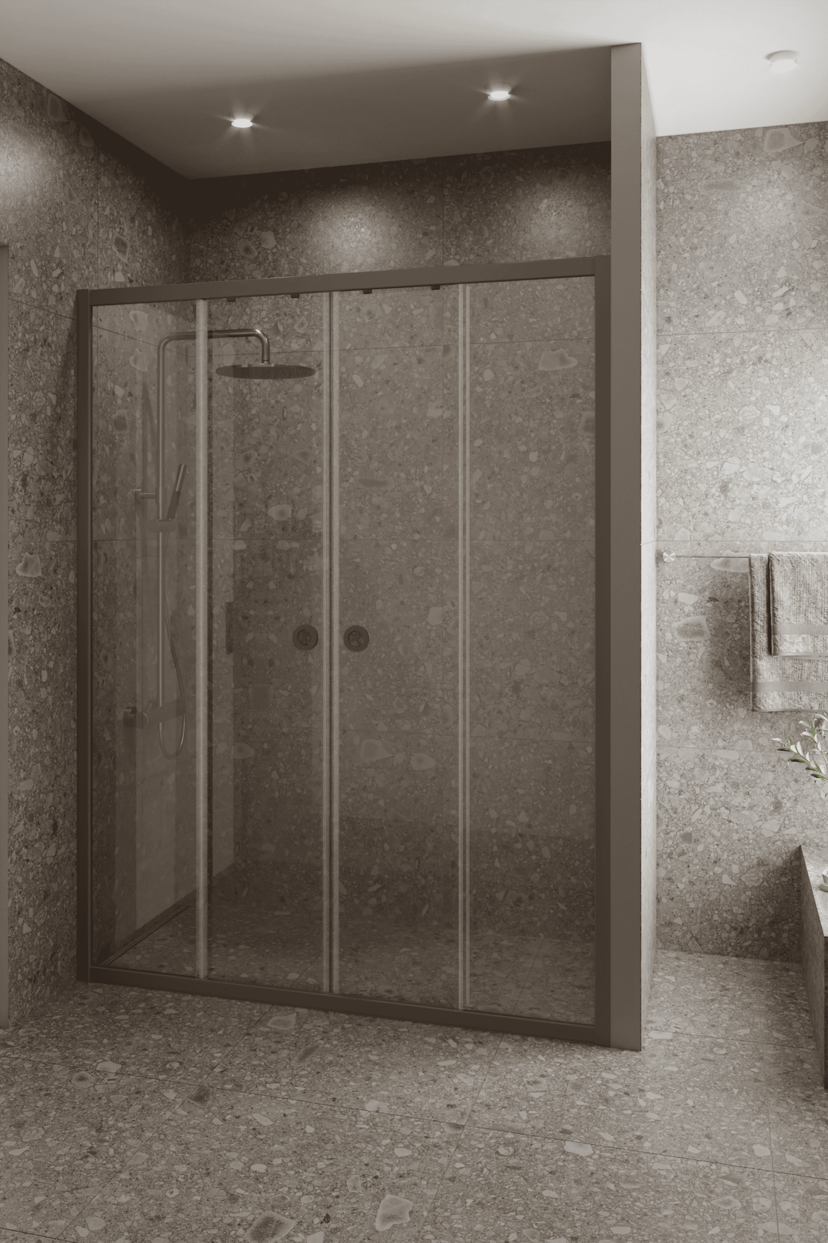 Alcove shower screen Hietakari Forma 464, fixed wall + fixed wall + sliding door + sliding door – 7