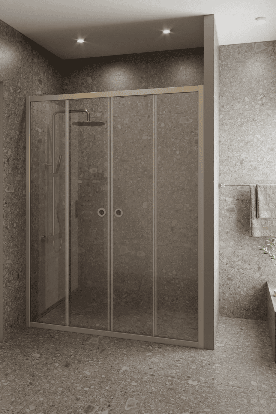 Alcove shower screen Hietakari Forma 464, Sand frame, super bright glass Alcove shower screen Hietakari Forma 464, Sand frame, super bright glass