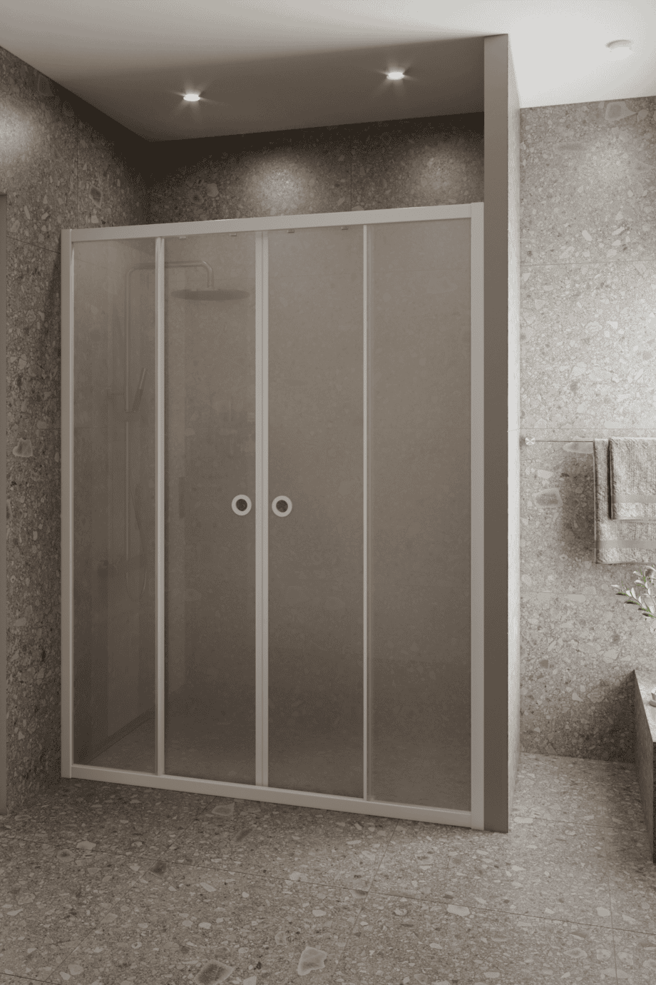 Alcove shower screen Hietakari Forma 464, white frame, super bright satin glass Alcove shower screen Hietakari Forma 464, white frame, super bright satin glass