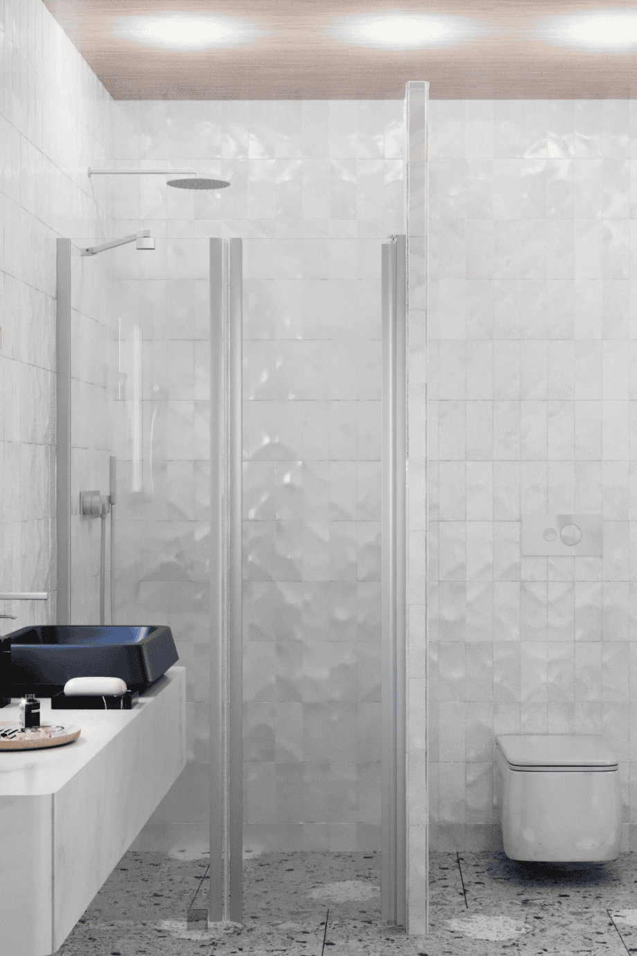 Alcove shower screen Hietakari Infinia 237, aluminium frame, clear glass Alcove shower screen Hietakari Infinia 237, fixed wall + hinged door – 4