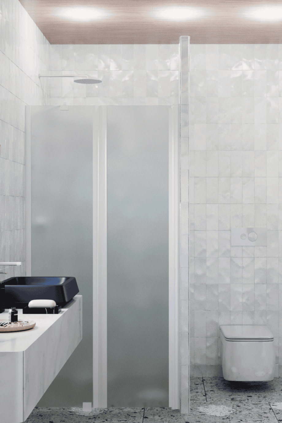 Alcove shower screen Hietakari Infinia 237, white frame, satin frosted glass Alcove shower screen Hietakari Infinia 237, white frame, satin frosted glass