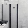Alcove shower screen Hietakari Infinia 238, black frame, Chinchilla patterned glass
