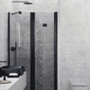 Alcove shower screen Hietakari Infinia 238, black frame, grey tinted glass