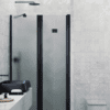 Alcove shower screen Hietakari Infinia 238, black frame, satin frosted glass